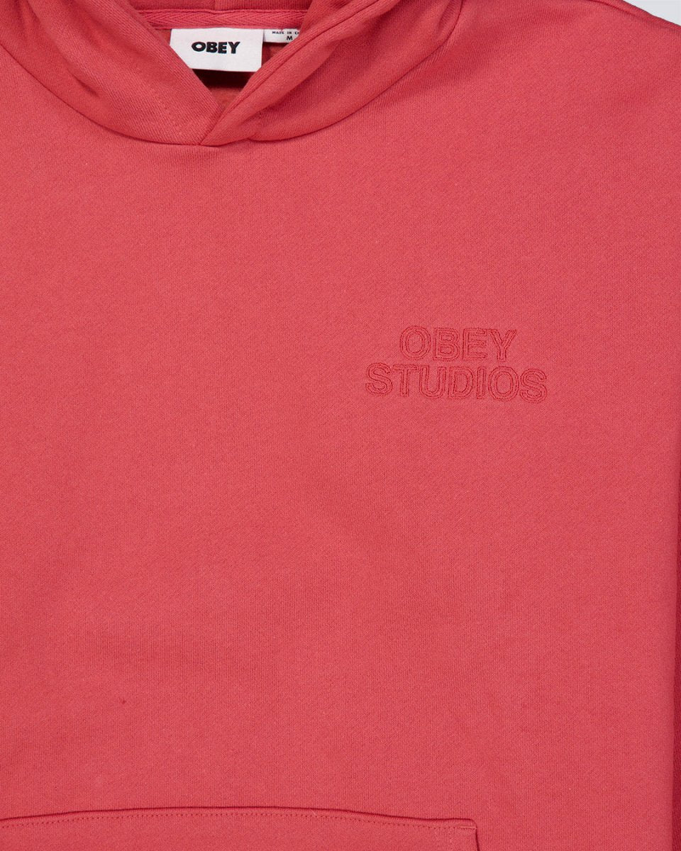 Sudadera Obey Studios Extra Heavy Hood Rojo Hombre - Image 4