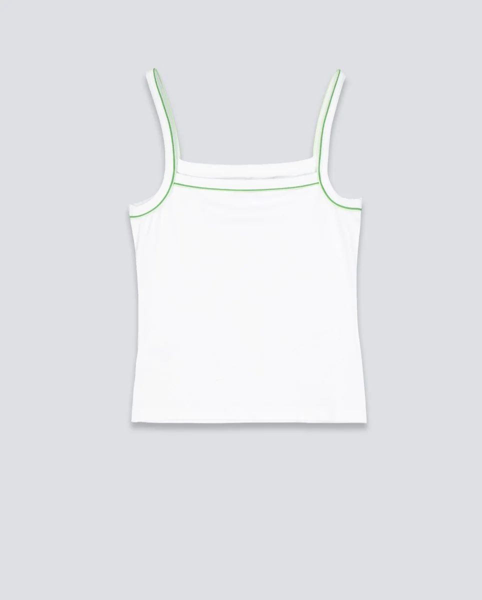 Top De Tirantes Lacoste Blanco y Verde Mujer - Image 3