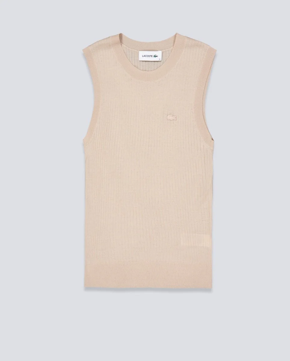 Top De Tirante Lacoste Canalé Beige Mujer