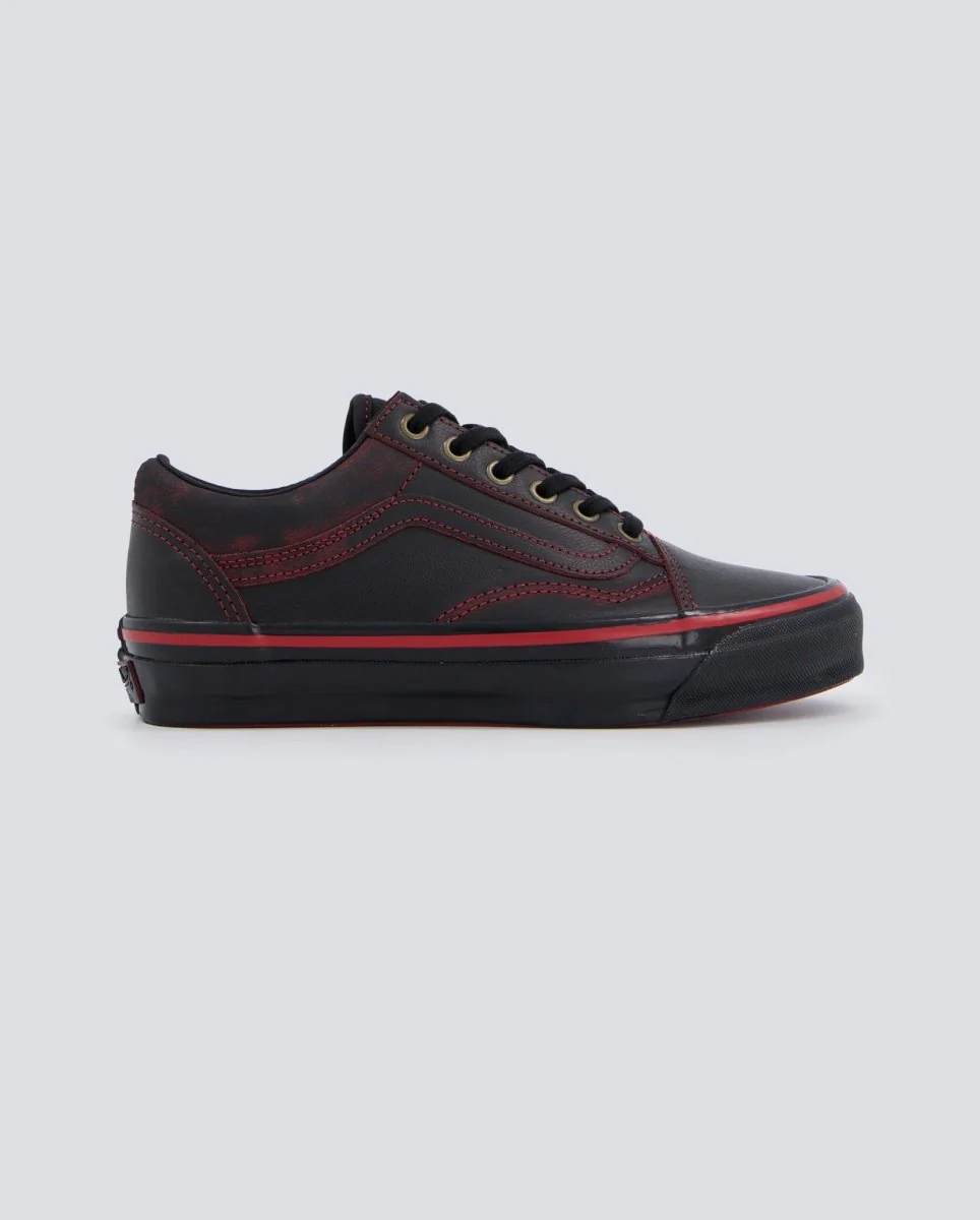 Vans Lx Old Skool Leather Negro Y Rojo Mujer